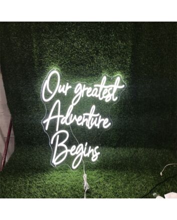 Brighten Your Wedding and Home Decor with Our Greatest Adventure Begins LED Neon Sign.