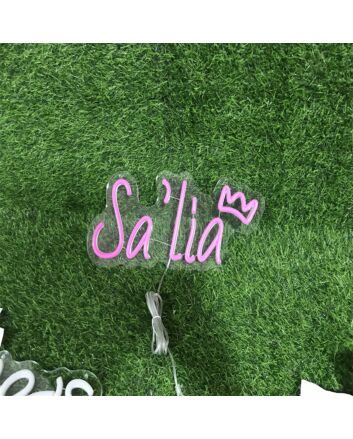 Light up Your Space in Style: Sa Lia With Crown Pink LED Neon Sign Perfect for Home Decor, Trendy Bars, and Unique Wedding Celebrations