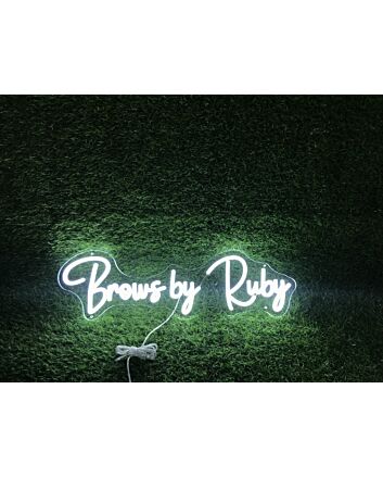 Light Up Your Beauty Salon or Makeup Studio with Brows By Ruby White LED Neon Sign
