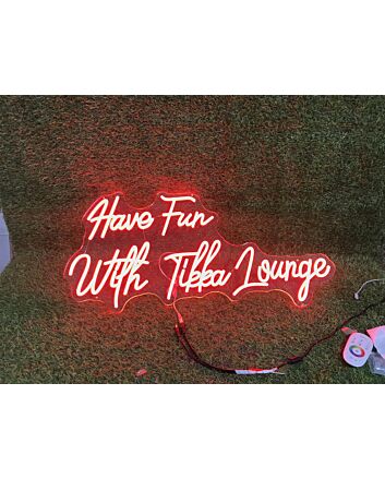 Brighten Your Bar or Game Room with Have Fun With Tikka Lounge Red LED Neon Sign.