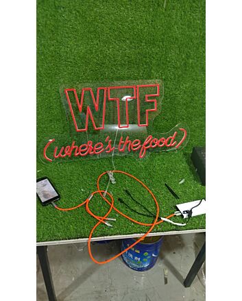 Brighten Your Kitchen or Dine-In Area: WTF Where Is The Food Red LED Neon Sign Perfect for Home Decor and Restaurants