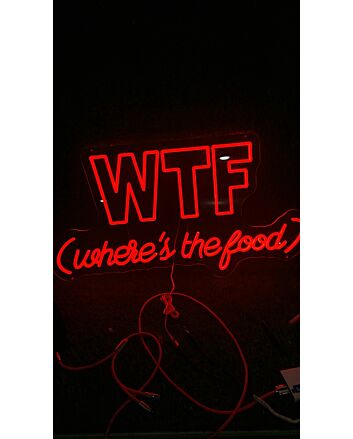 Brighten Your Kitchen or Dine-In Area: WTF Where Is The Food Red LED Neon Sign Perfect for Home Decor and Restaurants