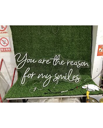 Brighten Your Wedding Day and Home Ambience with You Are The Reason For My Smiles White LED Neon Sign.