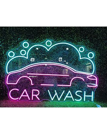 Brighten Your Garage, Bar, or Auto Shop Ambiance with the Car Wash LED Neon Sign.
