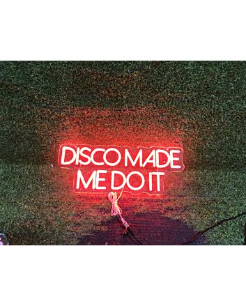 Elevate Your Bar, Wedding, or Party Ambiance with the Disco Made Me Do It Red LED Neon Sign.