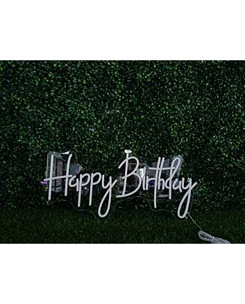 Brighten Up Your Celebration - Happy Birthday White LED Neon Sign for Parties, Homes, and Special Events