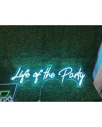 Brighten Your Wedding, Bar, and Celebrations with the Life Of The Party Blue LED Neon Sign.