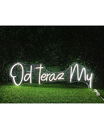 Add a modern flair to your bar, office, and wedding ambiance with the Od Teraz My White LED Neon Sign.