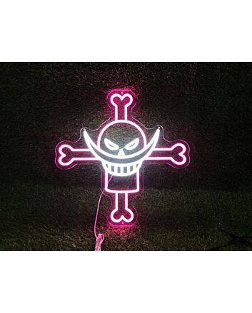 Add a Swashbuckling Glow to Your Bar, Themed Party, or Man Cave with the Pirate Head With Bone Cross LED Neon Sign.