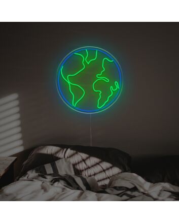 Brighten up your office, store, or bar ambiance with The Earth Outline LED Neon Sign.
