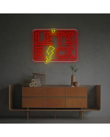 Bring electrifying vibes to your bar, concert, or music event with Lets Rock With Lightning LED Neon Sign.