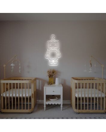 Brighten Up Your Space: Little Cuty Robot LED Neon Sign Ideal for Kids' Rooms, Play Areas, and Birthday Celebrations.