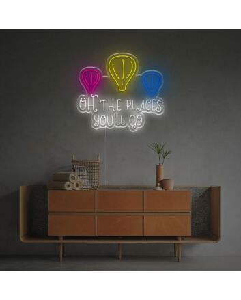 Brighten Your Travel-Themed Wedding or Home Office with the Oh The Places You Will Go LED Neon Sign.