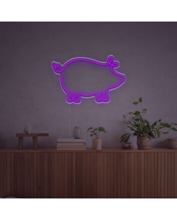 Brighten Up Any Space - Home, Bar, or Office with the Pig Line Drawing LED Neon Sign.