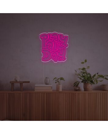 Brighten Your Gaming Room or Bar: Play All Day By Fat Font LED Neon Sign Brings Vibrant Fun.