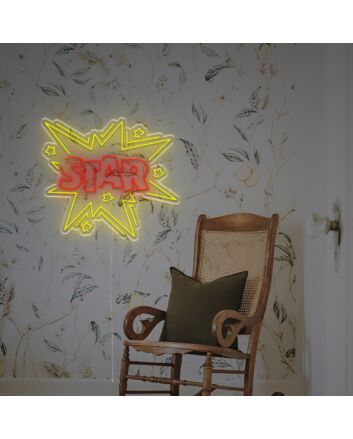 Brighten Up Your Space: Star With Bomb Effects LED Neon Sign for Bars, Weddings, and Festive Celebrations.