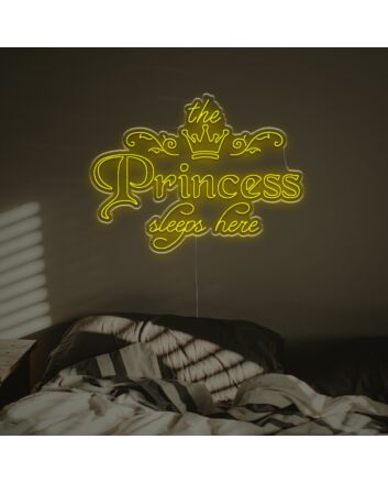 Brighten Your Little Princess's Bedroom or Celebration Space with The Princess Sleeps Here LED Neon Sign.