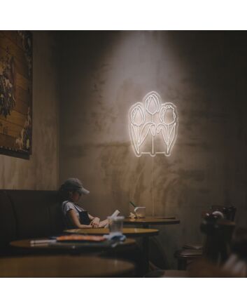 Brighten Your Space: Three Budding Flowers LED Neon Sign for Home Decor, Office Ambiance, and Celebratory Events.