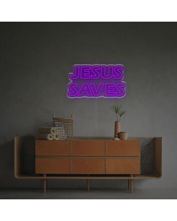 Brighten Your Spiritual Space: Jesus Saves LED Neon Sign for Home, Church, and Religious Celebrations.