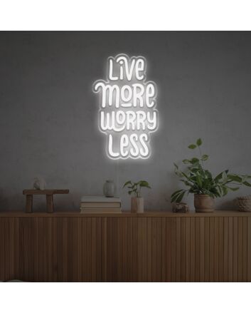Brighten Your Office or Bar Ambiance with the Live More Worry Less LED Neon Sign: Perfect for Inspiring Decor and Celebrations.