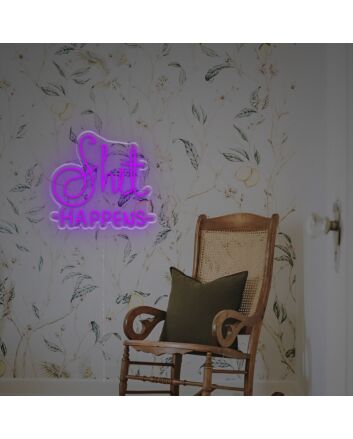 Brighten Your Bar, Office, or Home with a Cheeky Touch Using the Shit Happens LED Neon Sign.