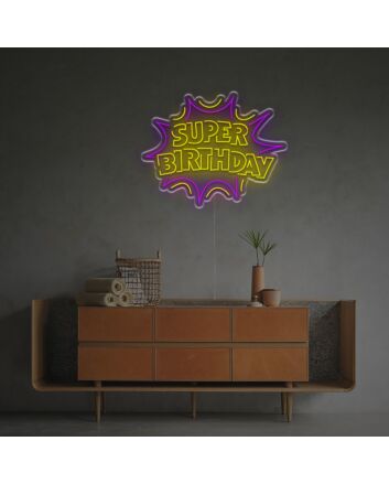 Brighten Up Your Celebrations: Super Birthday LED Neon Sign for Home, Bars, and Festive Gatherings.