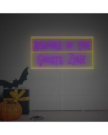 Transform Your Spooky Celebrations and Home Ambiance into a Ghostly Paradise with Beware Of The Ghosts Zone LED Neon Sign.
