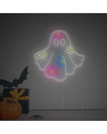 Brighten Up Your Home, Office, or Spooky-Themed Event with the Ghost With Followers LED Neon Sign.