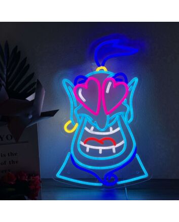 Brighten Up Your Space: Aladdin Lamp God Neon Sign for Game Room, Home Office, and Bar Ambiance Enhancement.