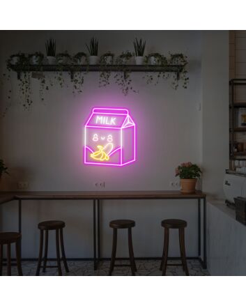 Brighten Up Your Space with Banana Milk Neon Sign Banana Neon Sign Fruit Neon Sign Kawaii Neon Sign - Perfect for Home Decor, Bars, and Playful Office Environments.