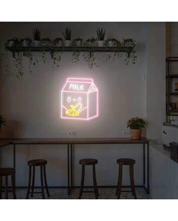 Brighten Up Your Space with Banana Milk Neon Sign Banana Neon Sign Fruit Neon Sign Kawaii Neon Sign - Perfect for Home Decor, Bars, and Playful Office Environments.