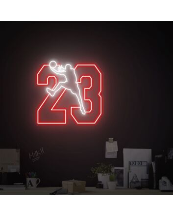 Brighten Up Your Game Room and Celebrate in Style: Basketball Neon Sign No 23 Jersey Neon Lights Decor for Sports-Themed Parties, Bars, and Home Entertainment Areas.