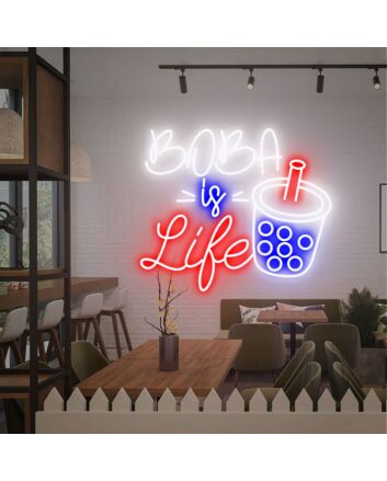 Brighten Up Your Space: Boba Is Life Neon Sign Bubble Tea LED Sign Perfect for Home Decor, Boba Tea Shops, and Celebratory Events.