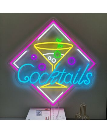 Light Up Your Celebrations and Spaces with Cocktails Neon Sign: Perfect for Home Decor, Office Ambiance, Storefronts, Bars, and Cocktail Parties.