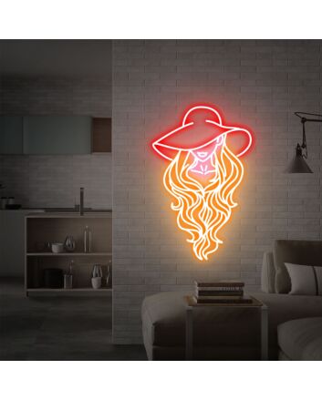 Brighten Your Western Themed Decor: Perfect for Bars, Home, and Weddings - Cowgirl Neon Sign Girl In A Cowboy Hat Led Neon Light.