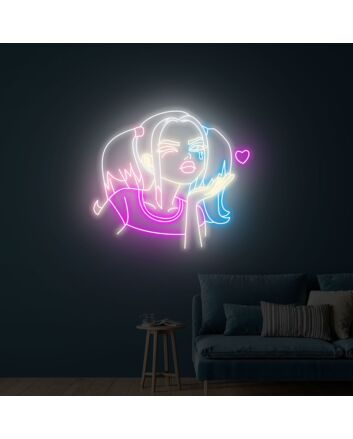Brighten Up Your Space with Crazy Girl Harley Quinn Neon Sign Task Force X Neon Lights - Perfect for Bars, Game Rooms, and Movie Nights.