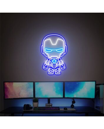 Brighten Up Your Space: Cute Iron Man Neon Sign Adds a Vibrant Touch to Game Rooms, Offices, and Superhero-Themed Parties