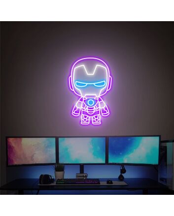 Brighten Up Your Space: Cute Iron Man Neon Sign Adds a Vibrant Touch to Game Rooms, Offices, and Superhero-Themed Parties