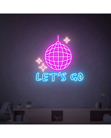 Brighten Up Your Nights: Disco Ball Lets Go Disco Led Neon Sign for Lively Home, Office, Store, and Wedding Celebrations