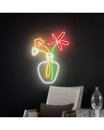 Brighten Your Space: Flower Neon Sign Wall Art for Bedroom, Party, and Wedding Elegance