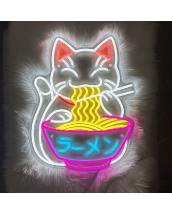 Brighten Your Space: Perfect for Home Decor, Stores, and Themed Parties - Fortune Cat Ramen Neon Sign Ramen Japanese Noodles Led Neon Sign