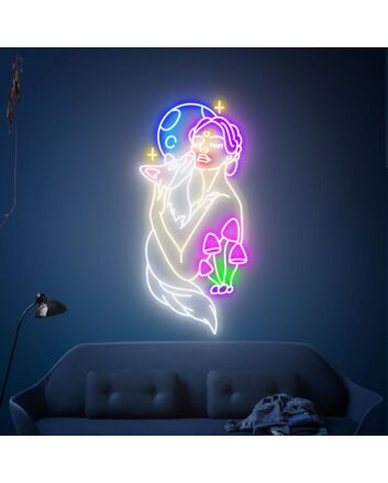 Brighten Your Bedroom, Office, and Party Ambiance with the Enchanting Fox In The Arms Of A Beautiful Woman Neon Sign Art.