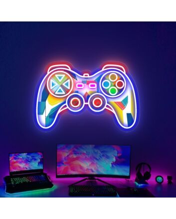 Light Up Your Game Room & Add A Vibrant Touch To Parties With The Game Handsign UV Neon Sign Art Decor.