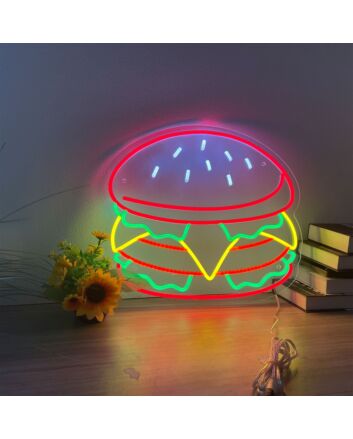 Light Up Your Bar, Diner, or Kitchen with the Captivating Hamburger Neon Sign - Perfect for Business Promotions and Home Wall Decor.