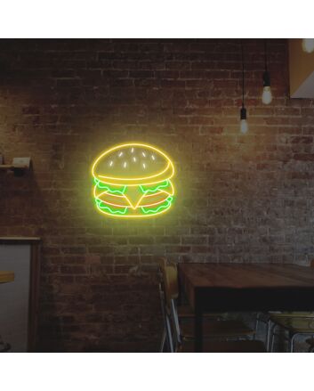 Light Up Your Bar, Diner, or Kitchen with the Captivating Hamburger Neon Sign - Perfect for Business Promotions and Home Wall Decor.