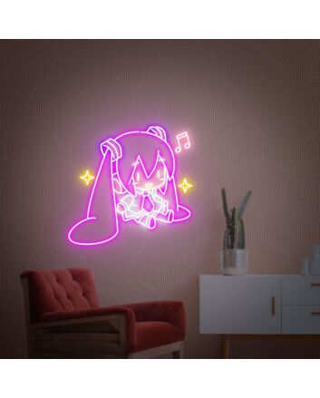 Elevate your game room and anime-themed parties with the Hatsune Miku Neon Sign Music Animal Neon Lights Decor, perfect for adding a vibrant touch to your home, office, or store ambiance.
