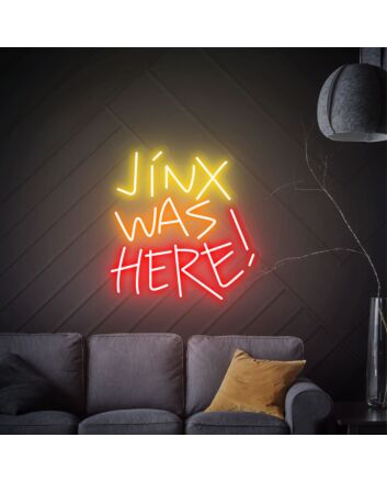 Brighten Your Bar, Game Room, or Child&#039;s Bedroom with Jinx Was Here Arcane LED Neon Sign Cartoon Character for a Magical Ambiance.