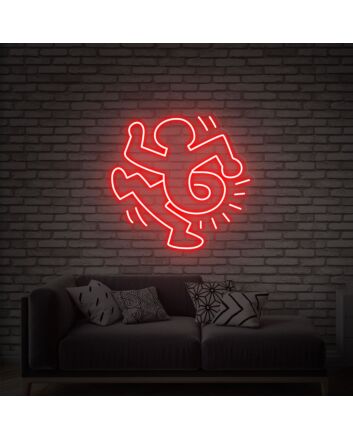 Light Up Your Space with Style: Keith Haring Street Art Neon Sign for Home, Office, and Bar Ambiance