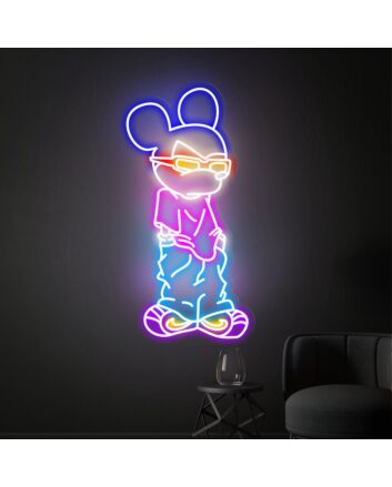 Brighten Up Any Space - Mickey Mouse Neon Sign for Vibrant Home Decor, Game Room Illumination, and Joyful Parties