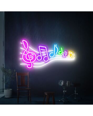 Brighten Up Your Space: Music Flow Neon Sign Wall Art Musical Notes Neon Sign for Bars, Studios, and Celebratory Events.